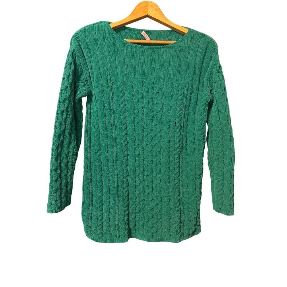 J. JILL Womens Cable Knit Pullover Sweater Kelly Green Size S/M See Measurements